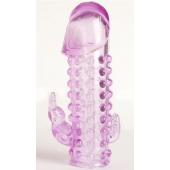 Закрытая фиолетовая насадка с 2 отростками - 13 см. - Toyfa Basic - в Орске купить с доставкой