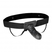 Чёрный полый страпон с вибрацией Unisex Vibrating Hollow Strap-On - 14 см. - Lux Fetish - купить с доставкой в Орске