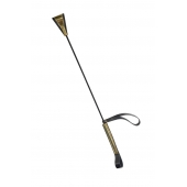 Черно-золотистый стек с хлопушкой из кожи - 62 см. - Sitabella - купить с доставкой в Орске Черно-золотистый стек с хлопушкой из кожи - 62 см. - Sitabella - купить с доставкой в Орске