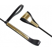 Черно-золотистый стек с хлопушкой из кожи - 62 см. - Sitabella - купить с доставкой в Орске Черно-золотистый стек с хлопушкой из кожи - 62 см. - Sitabella - купить с доставкой в Орске