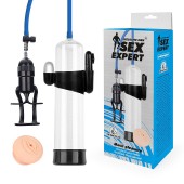 Прозрачная вакуумная вибропомпа Sex Expert с насадкой-вагиной - Sex Expert - в Орске купить с доставкой