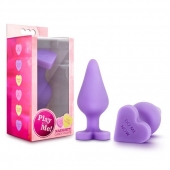 Фиолетовая анальная пробка Naughty Candy Heart Do Me Now - 8,9 см. - Blush Novelties - купить с доставкой в Орске