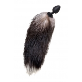 Черная анальная втулка с хвостом чернобурой лисы - размер М - POPO Pleasure в Орске Черная анальная втулка с хвостом чернобурой лисы - размер М - POPO Pleasure