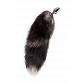 Серебристая металлическая анальная втулка с хвостом чернобурой лисы - размер S - ToyFa - купить с доставкой в Орске