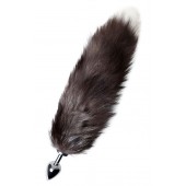 Серебристая металлическая анальная втулка с хвостом чернобурой лисы - размер S - ToyFa - купить с доставкой в Орске