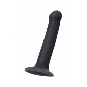 Черный фаллос на присоске Silicone Bendable Dildo M - 18 см. - Strap-on-me - купить с доставкой в Орске