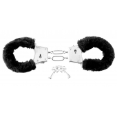 Меховые чёрные наручники Beginner s Furry Cuffs - Pipedream - купить с доставкой в Орске