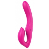 Ярко-розовый безремневой страпон REMOTE DOUBLE DIPPER - 22 см. - Dream Toys - купить с доставкой в Орске