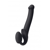 Черный безремневой страпон Silicone Bendable Strap-On M - Strap-on-me - купить с доставкой в Орске