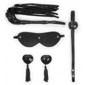 Эротический набор в черном цвете: маска, кляп, пэстисы, плётка - Notabu - купить с доставкой в Орске