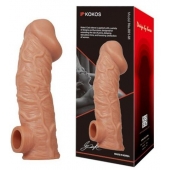 Телесная насадка на фаллос с отверстием для мошонки EXTREME SLEEVE - 17,6 см. - KOKOS - в Орске купить с доставкой