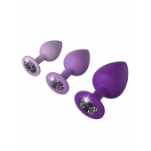 Набор из 3 фиолетовых анальных пробок со стразами Little Gems Trainer Set - Pipedream - купить с доставкой в Орске