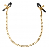 Чёрные с золотом зажимы на соски Gold Chain Nipple Clamps - Pipedream - купить с доставкой в Орске
