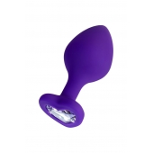 Фиолетовая анальная втулка Diamond Heart с прозрачным кристаллом - 8 см. - ToyFa - купить с доставкой в Орске