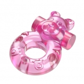 Розовое эрекционное виброкольцо на пенис Pink Bear - Baile - в Орске купить с доставкой