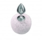 Серебристая анальная пробка с белым пушистым хвостиком Twinkle - Lola Games - купить с доставкой в Орске