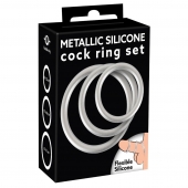 Набор из 3 эрекционных колец под металл Metallic Silicone Cock Ring Set - Orion - в Орске купить с доставкой