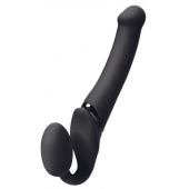 Черный безремневой вибрострапон Silicone Bendable Strap-On M - Strap-on-me - купить с доставкой в Орске