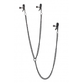 Черные зажимы на соски и клитор на цепочке DELUXE NIPPLE   CLIT CLAMPS - Dream Toys - купить с доставкой в Орске