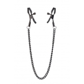 Черные зажимы на соски на цепочке BLAZE DELUXE NIPPLE CLAMPS - Dream Toys - купить с доставкой в Орске