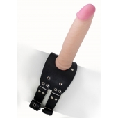 Черный узкий пояс на бедро с телесной насадкой - LOVETOY (А-Полимер) - купить с доставкой в Орске