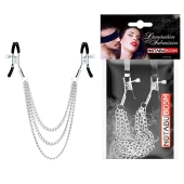 Оригинальные зажимы на соски с тройной цепочкой - Notabu - купить с доставкой в Орске Оригинальные зажимы на соски с тройной цепочкой - Notabu - купить с доставкой в Орске