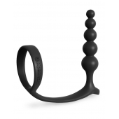 Черная анальная цепочка с эрекционным кольцом Ass-gasm Cockring Anal Beads - Pipedream - в Орске купить с доставкой