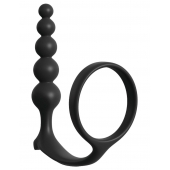Черная анальная цепочка с эрекционным кольцом Ass-gasm Cockring Anal Beads - Pipedream - в Орске купить с доставкой