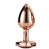 Золотистая анальная втулка с кристаллом-сердечком розового цвета - 7,1 см. - Dream Toys - купить с доставкой в Орске