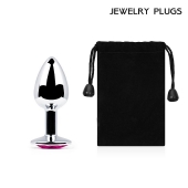 Серебристая анальная пробка с малиновым кристаллом - 7,2 см. - Anal Jewelry Plug - купить с доставкой в Орске
