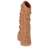Телесная насадка с венками и открытой головкой Nude Sleeve L - 14 см. - KOKOS - в Орске купить с доставкой