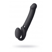 Черный безремневой вибрострапон Vibrating Bendable Strap-On L - Strap-on-me - купить с доставкой в Орске