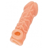 Телесная закрытая насадка с венками Cock Sleeve Size S - 13,8 см. - KOKOS - в Орске купить с доставкой