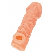 Телесная закрытая насадка с венками Cock Sleeve Size M - 15,6 см. - KOKOS - в Орске купить с доставкой