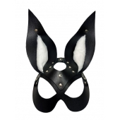 Черная маска зайки с белым мехом на ушках Miss Bunny - БДСМ Арсенал - купить с доставкой в Орске