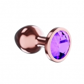 Пробка цвета розового золота с фиолетовым кристаллом Diamond Amethyst Shine S - 7,2 см. - Lola Games - купить с доставкой в Орске
