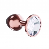 Пробка цвета розового золота с прозрачным кристаллом Diamond Moonstone Shine L - 8,3 см. - Lola Games - купить с доставкой в Орске