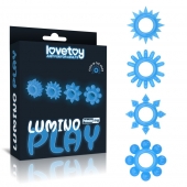 Набор из 4 голубых, светящихся в темноте эрекционных колец Lumino Play - Lovetoy - в Орске купить с доставкой