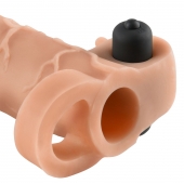 Телесная вибронасадка с кольцом Vibrating Real Feel 2 Extension - 16 см. - Pipedream - в Орске купить с доставкой