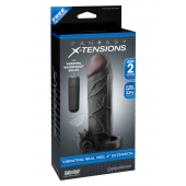 Чёрная вибронасадка с кольцом Vibrating Real Feel 2 Extension - 16 см. - Pipedream - в Орске купить с доставкой