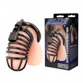 Черная металлическая клетка с замком Deluxe Chastity Cage - BlueLine - купить с доставкой в Орске