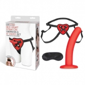 Красный поясной фаллоимитатор Red Heart Strap on Harness   5in Dildo Set - 12,25 см. - Lux Fetish - купить с доставкой в Орске