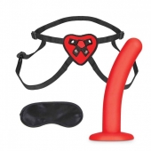 Красный поясной фаллоимитатор Red Heart Strap on Harness   5in Dildo Set - 12,25 см. - Lux Fetish - купить с доставкой в Орске