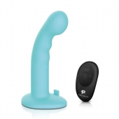 Голубая изогнутая насадка 6in Remote Control Ripple P-Spot G-Spot на черных трусиках - 16 см. - Pegasus - купить с доставкой в Орске