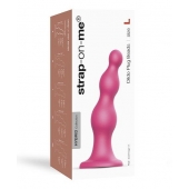 Розовая насадка Strap-On-Me Dildo Plug Beads size L - Strap-on-me - купить с доставкой в Орске