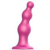 Розовая насадка Strap-On-Me Dildo Plug Beads size L - Strap-on-me - купить с доставкой в Орске
