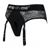 Черные трусики для насадок Diva Lingerie Harness - size L - Strap-on-me - купить с доставкой в Орске