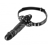 Черный кляп-фаллоимитатор Double Penis Gag - Fetish Tentation - купить с доставкой в Орске