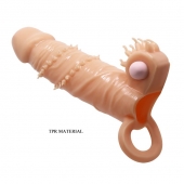 Телесная удлиняющая вибронасадка Penis Sleeve Connor - 17 см. - Baile - в Орске купить с доставкой