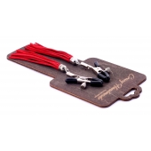 Металлические зажимы на соски с красными замшевыми кисточками - Crazy Handmade - купить с доставкой в Орске Металлические зажимы на соски с красными замшевыми кисточками - Crazy Handmade - купить с доставкой в Орске